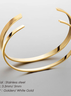 简约设计钛钢开口男士手环