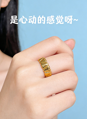 小众设计钛钢复古爱心开口戒指