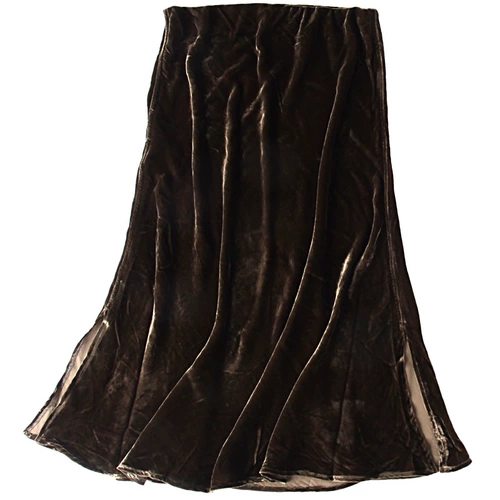 Длинная шелковая бархатная осенняя приталенная длинная юбка, крой «рыбий хвост», высокая талия