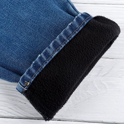 Демисезонные флисовые джинсы с начесом, штаны, удерживающие тепло бархатные леггинсы для отдыха