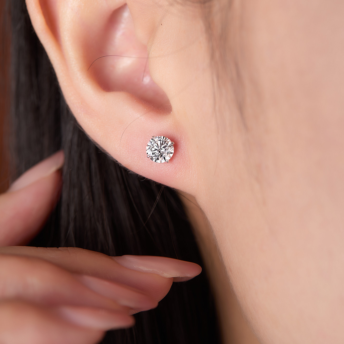 18k金耳钉人工培育钻石耳饰女款单钻六爪pt950四爪螺丝拧扣耳骨钉,淘宝优惠券,粉丝福利购,淘宝优惠卷