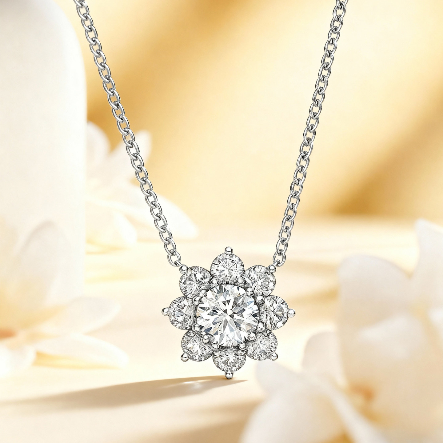 专柜Pt950铂金实验室人工培育钻经典太阳花项链50分1克拉,淘宝优惠券,粉丝福利购,淘宝优惠卷