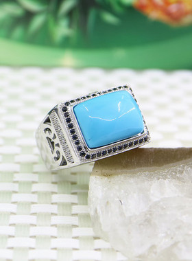 纯银戒指空托新款镶嵌蜜蜡琥珀