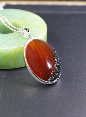 diy纯银镶嵌琥珀蜜蜡吊坠空托