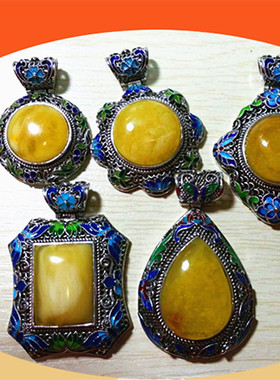 宏利925纯银吊坠空托镶嵌掐丝景泰蓝吊坠托手工珐琅挂坠银托20*20