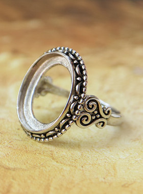 diy镶嵌水晶蜜蜡活口戒指空托