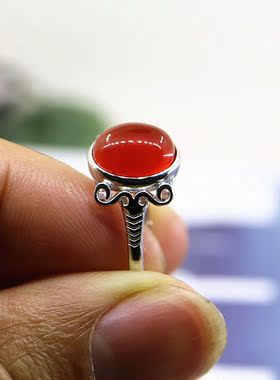 纯银镶嵌蜜蜡戒指空托