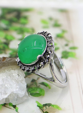 纯银活口镶嵌蜜蜡戒指空托定制