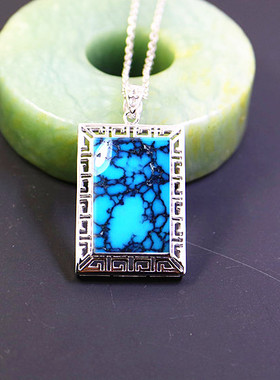 纯银镶嵌蜜蜡琥珀玉石吊坠空托