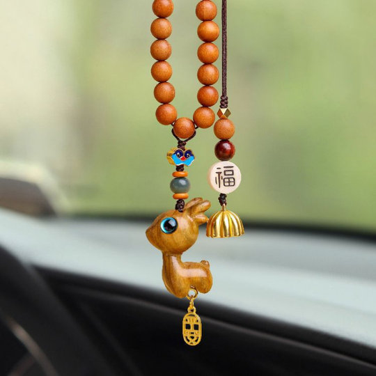 檀木小鹿一路汽车挂件后视镜可爱车内吊坠男女士创意车载挂饰