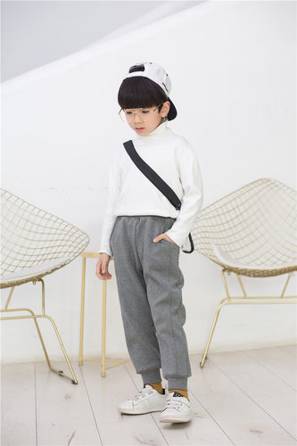 纯棉男童运动裤秋冬中小学生校服裤子儿童加绒加厚女童薄绒保暖裤 - 图2