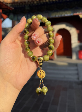 北京香灰手串2025新款绿豆沙珠光多彩瓷手串薄荷青提心想事成女