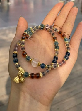 北京香灰手串半糖手串八吉祥溏心玛瑙大圆满双多圈绿度母吞金兽