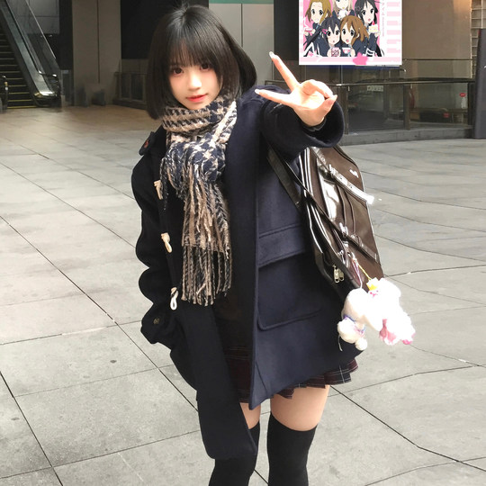 Huaqianzhu original Ononaka coat, college style jk uniform short multi-color hooded horn button coat