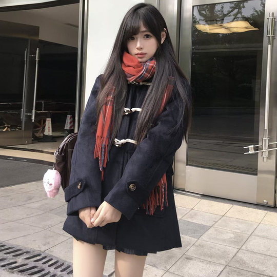 Huaqianzhu original Ononaka coat, college style jk uniform short multi-color hooded horn button coat
