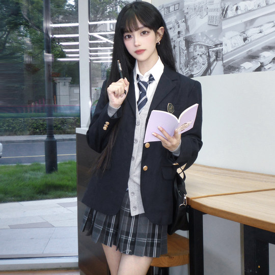 花千猪原创 寒鸦格裙  jk制服校供感a字型百褶裙灰黑格百搭款jk裙