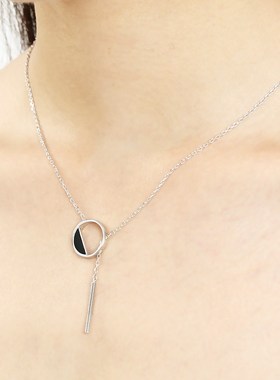 纯银圆环项链女款黑色日韩版女生