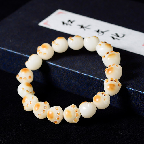 炭烧菩提渐变色莲花方糖猫爪绕指柔盘玩手串饰品礼物白玉菩提 - 图2