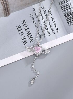 丘比特之心项链高级轻奢天使吊坠女锁骨链七夕礼物送女友轻盈