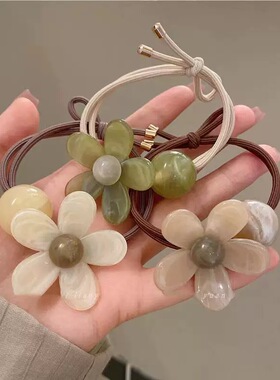 可爱又耐看~简约亚克力花朵头绳高弹力皮筋女扎头发绳ins加粗发圈