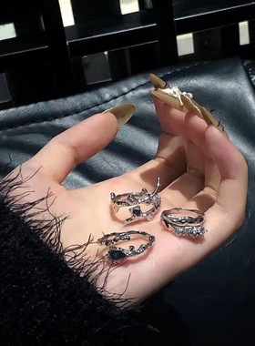 三件套锆石戒指女ins潮冷淡风设计甜酷小众宝石高级感指环食指戒