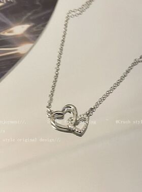 镂空爱心水钻项链女夏轻奢小众设计感高级锁骨链ins日韩简约配饰