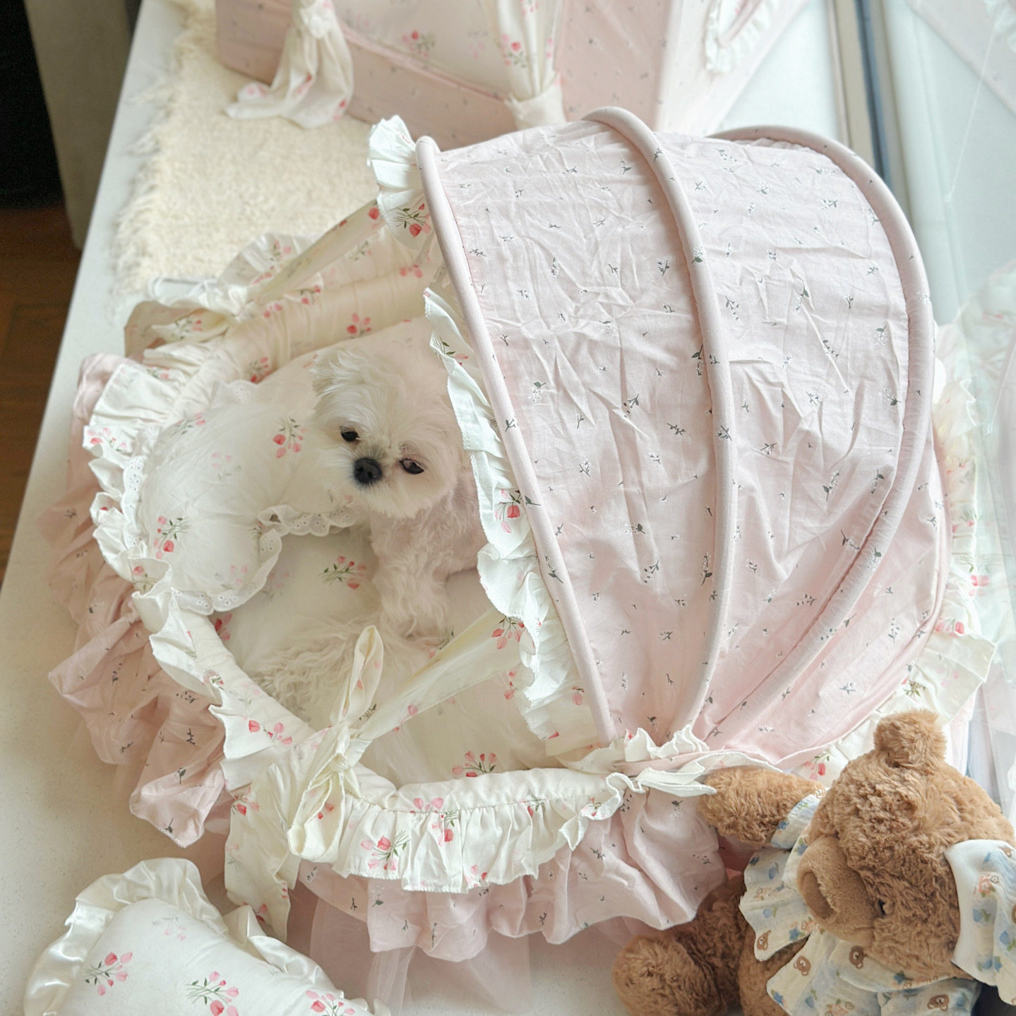 宠物房子公主屋蕾丝花边可拆卸高端马尔济斯狗床四季摇篮韩系可爱,淘宝优惠券,粉丝福利购,淘宝优惠卷