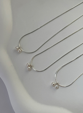 天然淡水珍珠s925银蛇骨链女项链