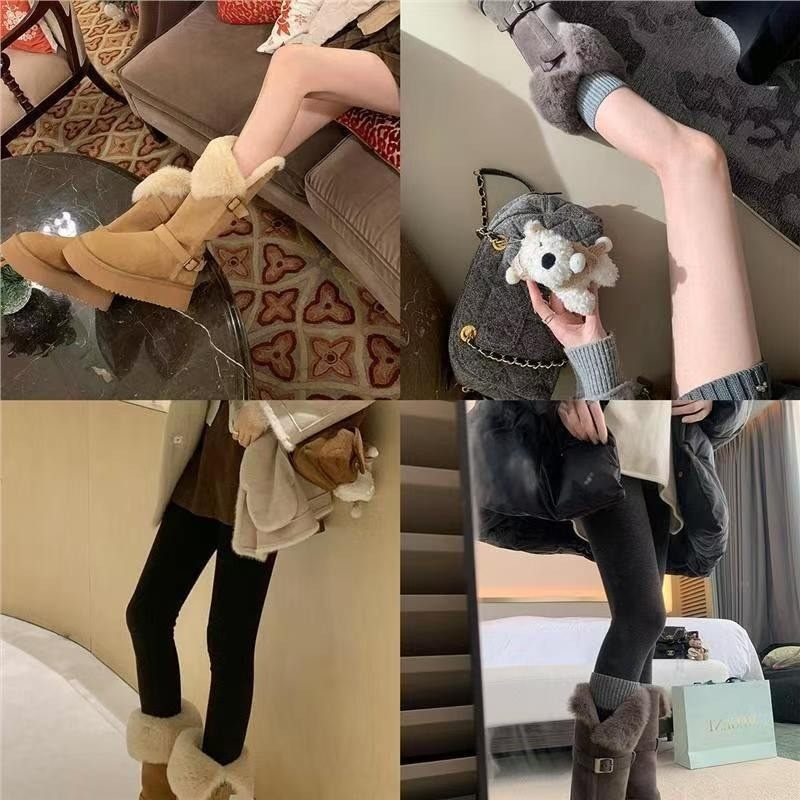 雪地靴女皮毛一体厚底皮带扣骑士靴长筒靴桑坡棉鞋女冬季加绒加厚,淘宝优惠券,粉丝福利购,淘宝优惠卷