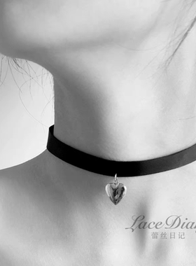 AB哥特式男女情侣通用款复古钢质银色爱心真皮羊皮项链颈链锁骨链