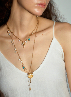 DINN DINN DESIGN度假系列开合贝壳吊坠贝珠项链气质时尚精致百搭