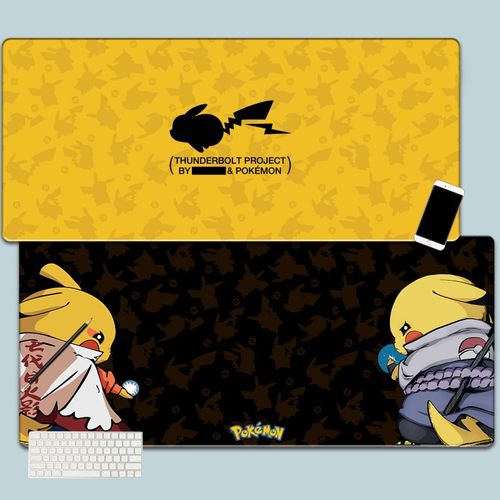 皮卡丘精灵宝可梦小精灵超大号锁边游戏鼠标垫电脑键盘防滑书桌垫 - 图0