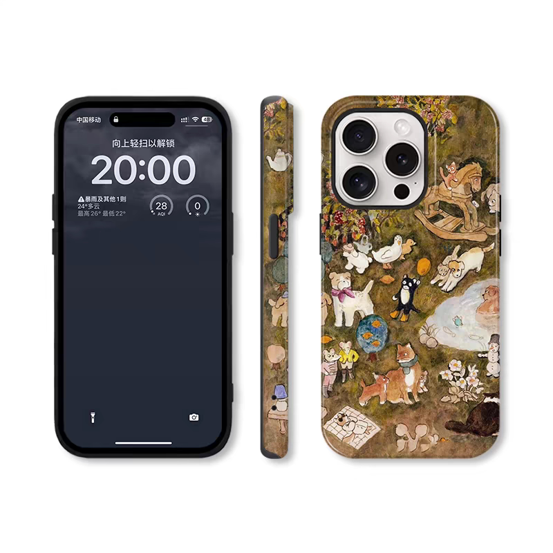 油画动物乐园 适用iPhone15pro/14p手机壳华为nova12畅享60pro软OPPOreno9vivos18可爱IQOO10小米13/14保护套