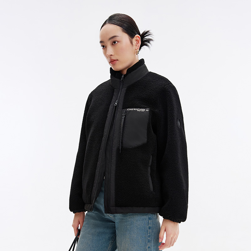 千仞岗秋季短款羊羔绒正反双面穿情侣男女同款羽绒服外套