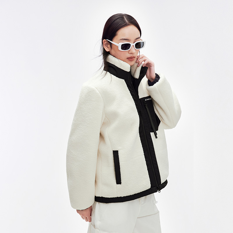 千仞岗秋季短款羊羔绒正反双面穿情侣男女同款羽绒服外套