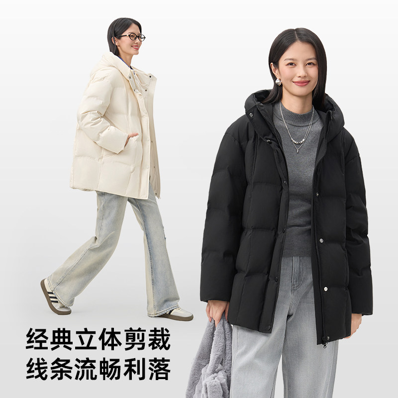 千仞岗2025冬季新款羽绒服短款连帽保暖休闲连帽厚外套女防风上衣