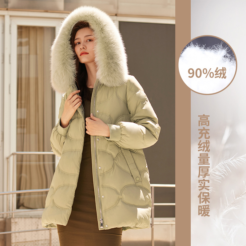Y269762Y 2021 千仞岗 冬季新款中长款狐狸毛领连帽加厚保暖羽绒服 Y269762Y 2021 千仞岗 冬季新款中长款狐狸毛领连帽加厚保暖羽绒服