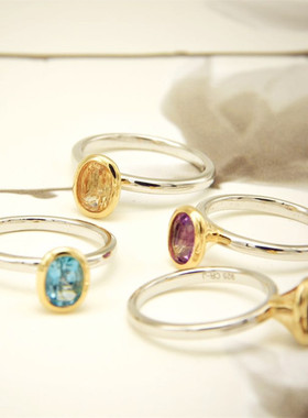 闺蜜屋北欧戒指天然紫水晶瑞士蓝