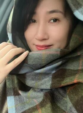 英伦秋冬纯羊毛格保暖披肩围巾