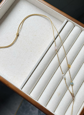 手工编织高档精致女项链锁骨链毛衣链挂黄金锁和田玉佛平安扣吊坠