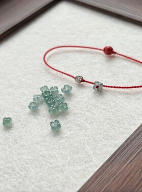 纯手工蜡线编简约细红绳女手链有钱花纯银钱币翡翠小桂花女本命年