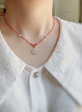 纯手工编细款迷你翡翠黄金吊坠女