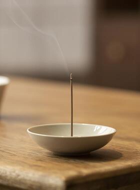 草木灰恭喜发财陶瓷香熏炉家用室内茶杯托盘创意线香插香座小摆件