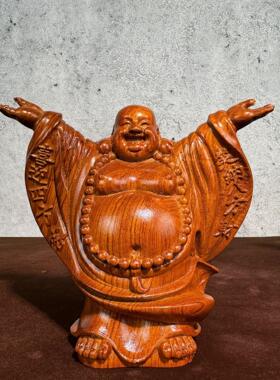 黑檀木雕弥勒佛像摆件招财纳客