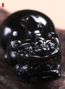 黑水晶财运貔貅吊坠大嘴霸王皮丘