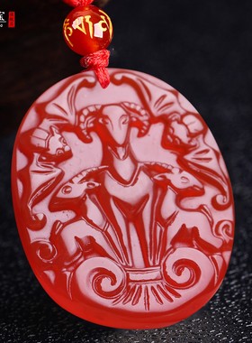 双羚保岁吉祥宏吊坠属马开运饰品