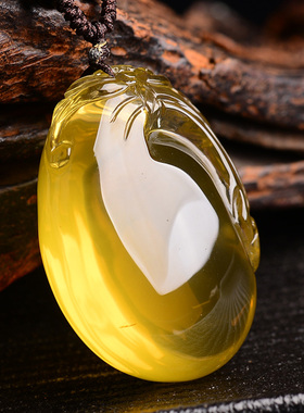 黄水晶貔貅钱袋吊坠财运貔貅挂坠