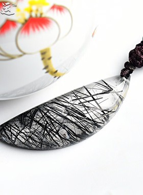 黑发晶月亮吊坠五行缺水补水黑色