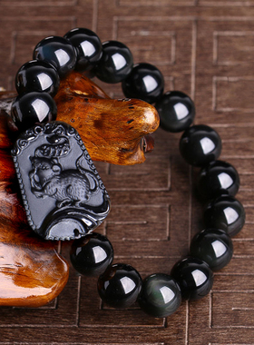 黑曜石生肖龙蛇手链男女手串礼物
