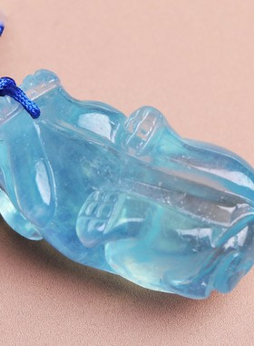 海蓝宝财源貔貅吊坠大嘴霸王皮丘